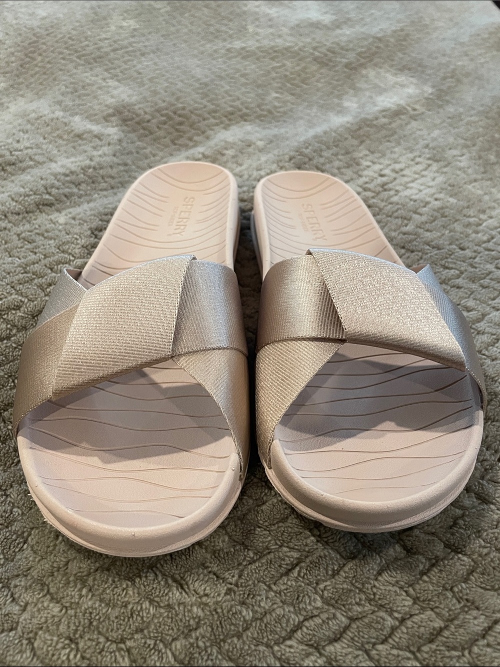 Sperry Rose Blush Crisscross Slide Sandals - Picture 2 of 4